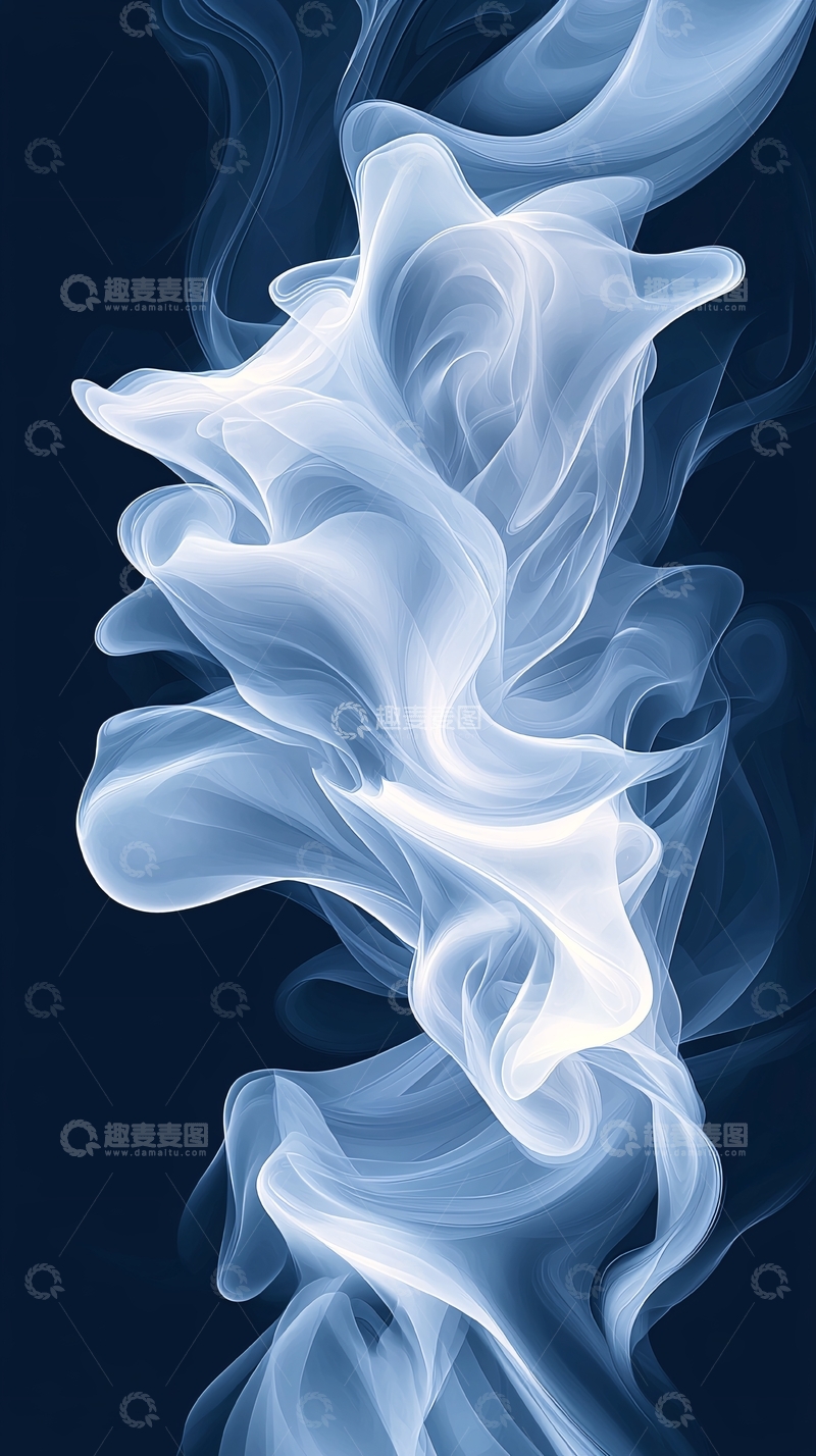 高清大图下载【趣麦麦图】蓝色抽象烟雾流动背景