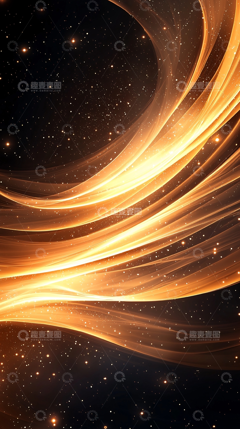 高清大图下载【趣麦麦图】金色光带星空背景