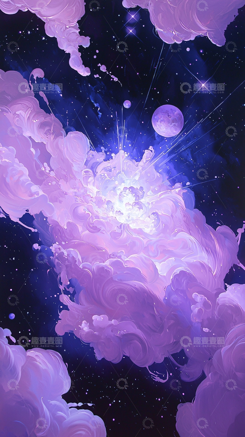 高清大图下载【趣麦麦图】紫色星空爆炸效果背景图