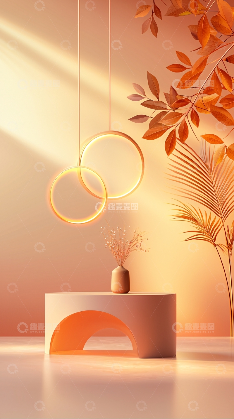 高清大图下载【趣麦麦图】秋日暖光与几何装饰