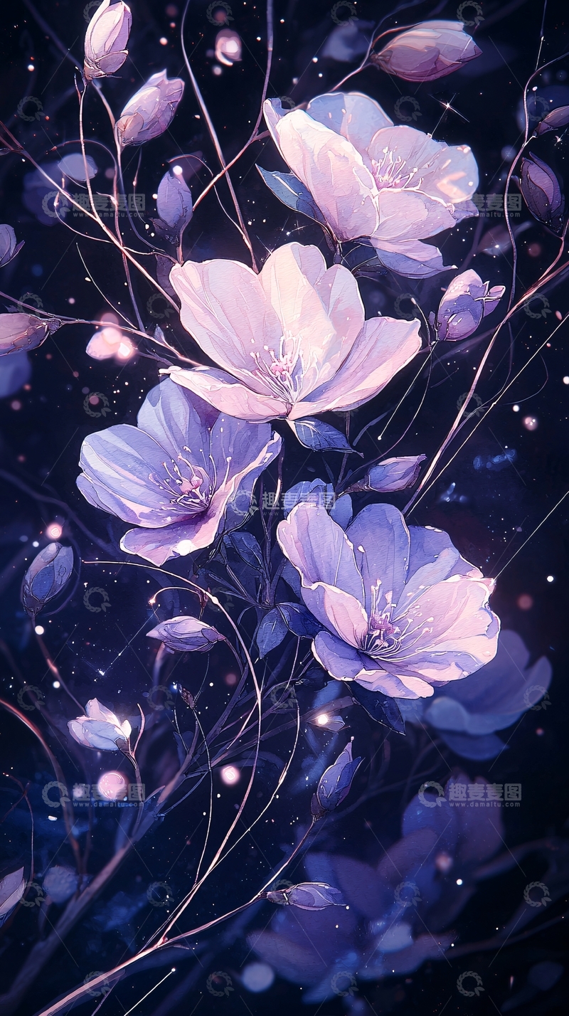 高清大图下载【趣麦麦图】梦幻紫色花朵背景图
