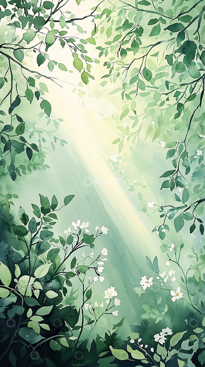 高清大图下载【趣麦麦图】森林中的阳光与花朵