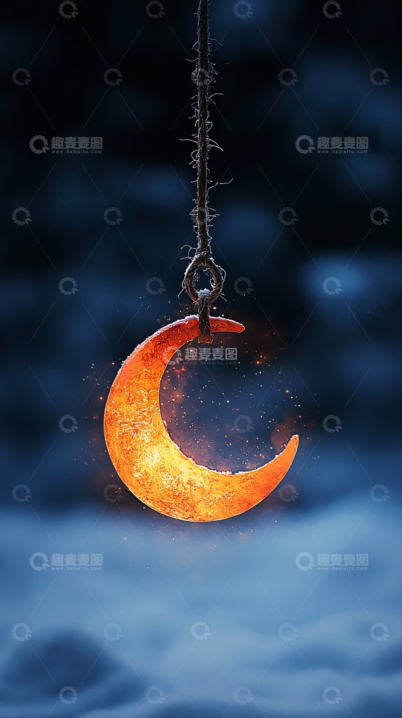高清大图下载【趣麦麦图】悬挂的月亮装饰挂件