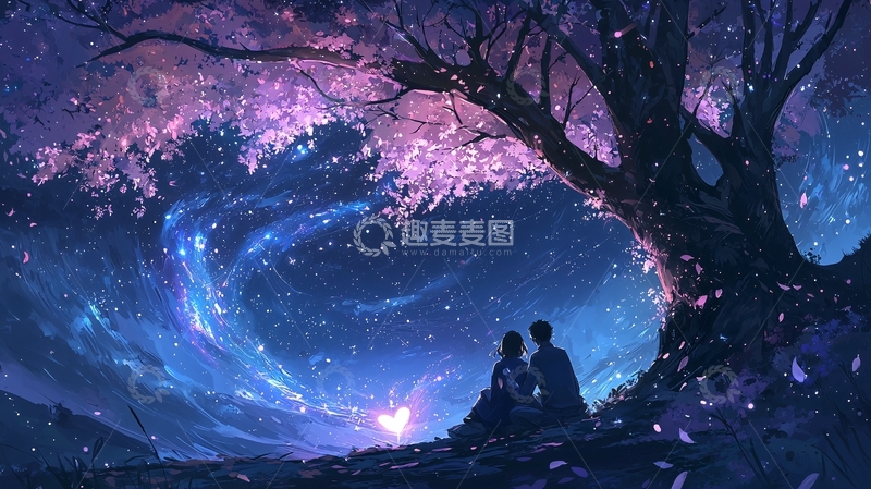 高清大图下载【趣麦麦图】夜空下的浪漫约会