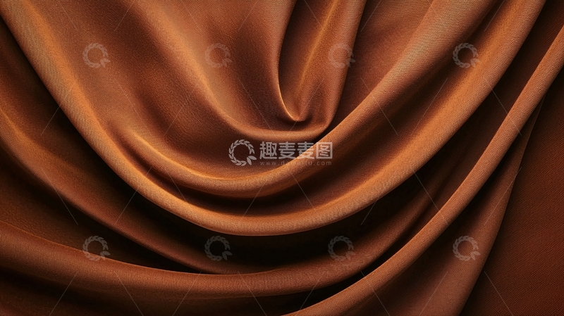 高清大图下载【趣麦麦图】褶皱丝滑棕色面料纹理背景