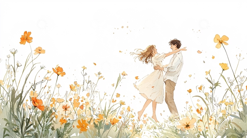 高清大图下载【趣麦麦图】浪漫田野中的情侣