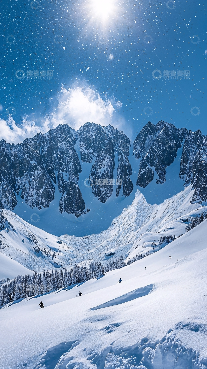 高清大图下载【趣麦麦图】雪山滑雪场景