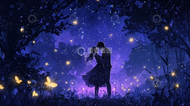高清大图下载【趣麦麦图】夜色中的浪漫情侣