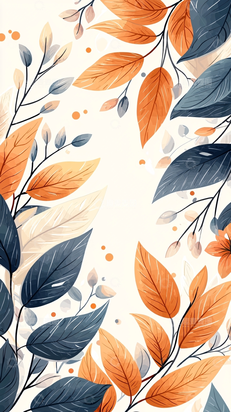 高清大图下载【趣麦麦图】秋叶背景图案设计