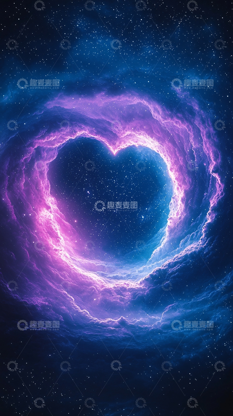 高清大图下载【趣麦麦图】心形星云背景图