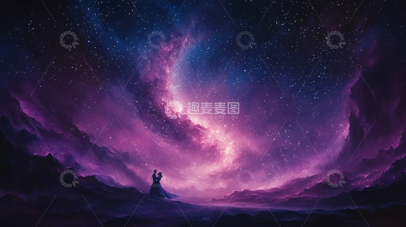 高清大图下载【趣麦麦图】星空下的浪漫情侣
