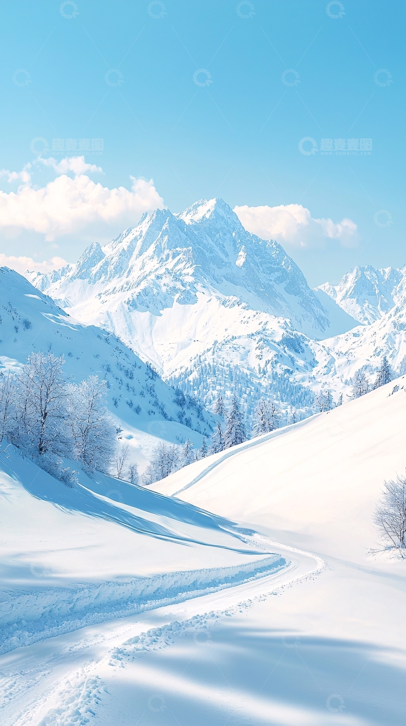 高清大图下载【趣麦麦图】雪景山峰自然风光