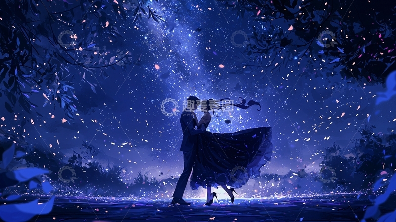 高清大图下载【趣麦麦图】夜色下的浪漫邂逅