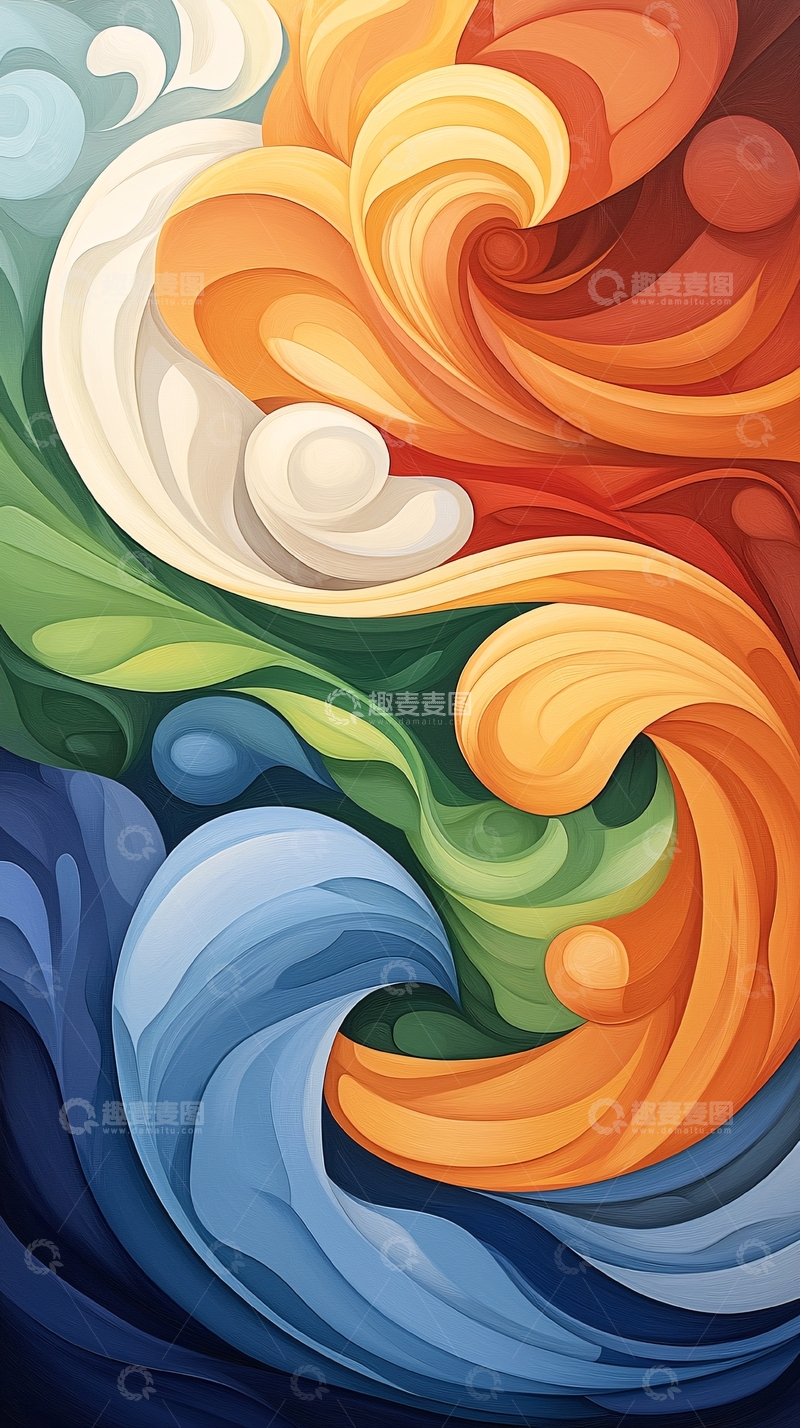 高清大图下载【趣麦麦图】色彩漩涡抽象艺术背景