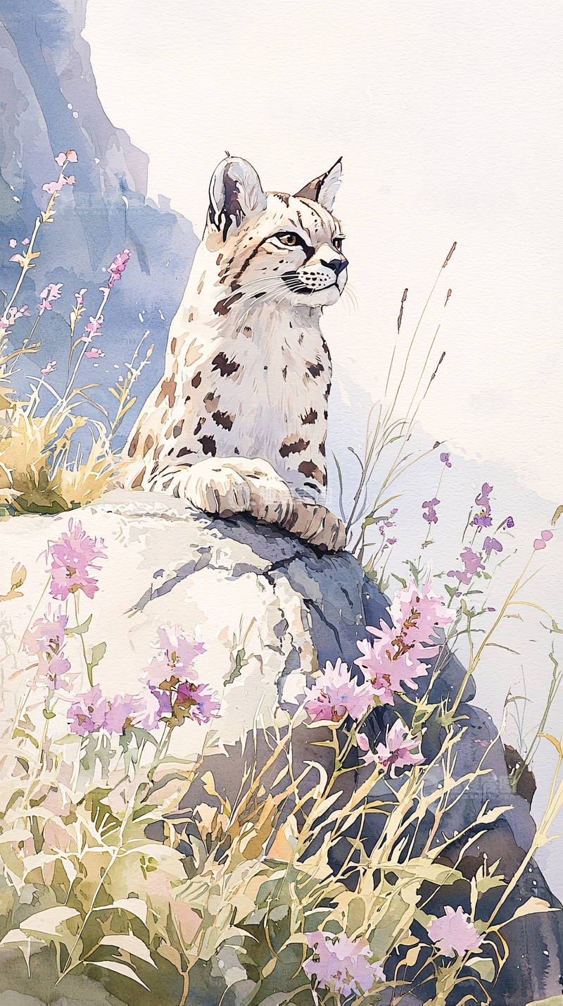 高清大图下载【趣麦麦图】山间野猫与野花