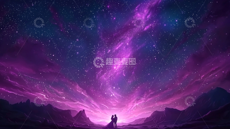 高清大图下载【趣麦麦图】星空下的浪漫情侣