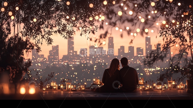 高清大图下载【趣麦麦图】城市夜景下的浪漫约会