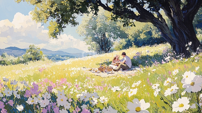 高清大图下载【趣麦麦图】夏日野餐浪漫风景