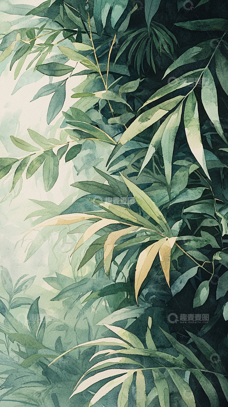 高清大图下载【趣麦麦图】热带雨林植物手绘插画