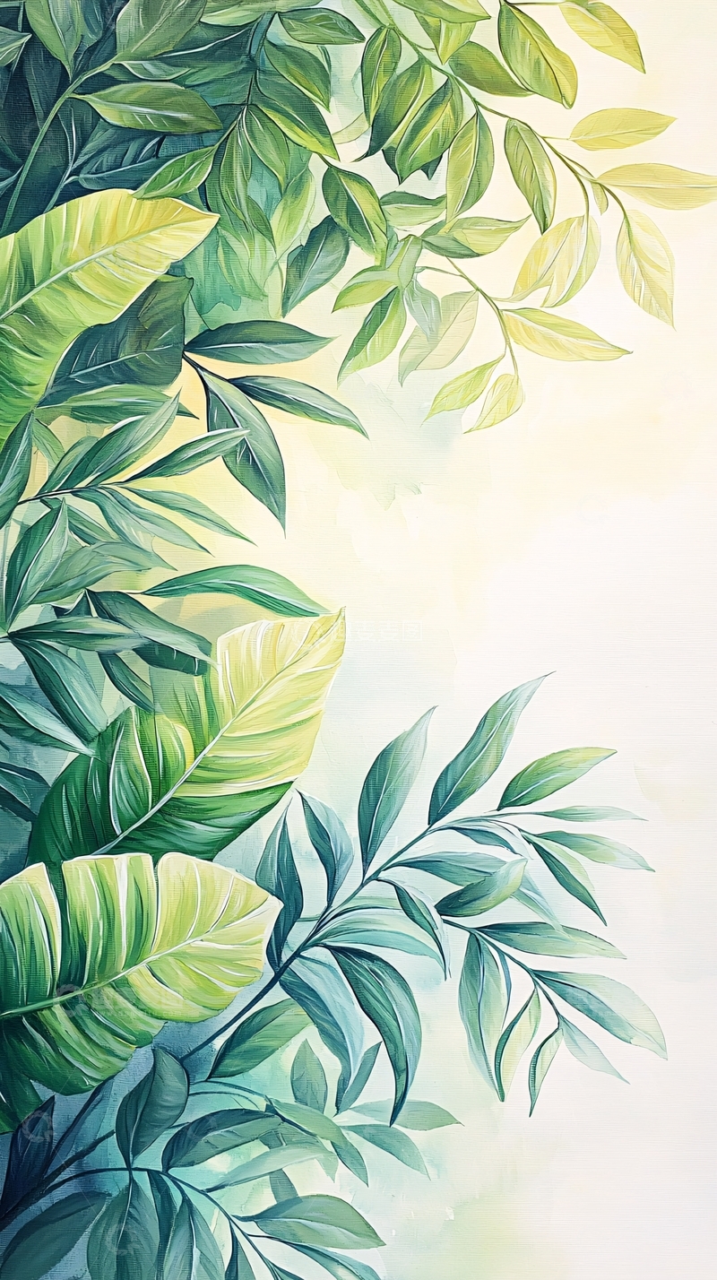 高清大图下载【趣麦麦图】热带植物叶子背景图