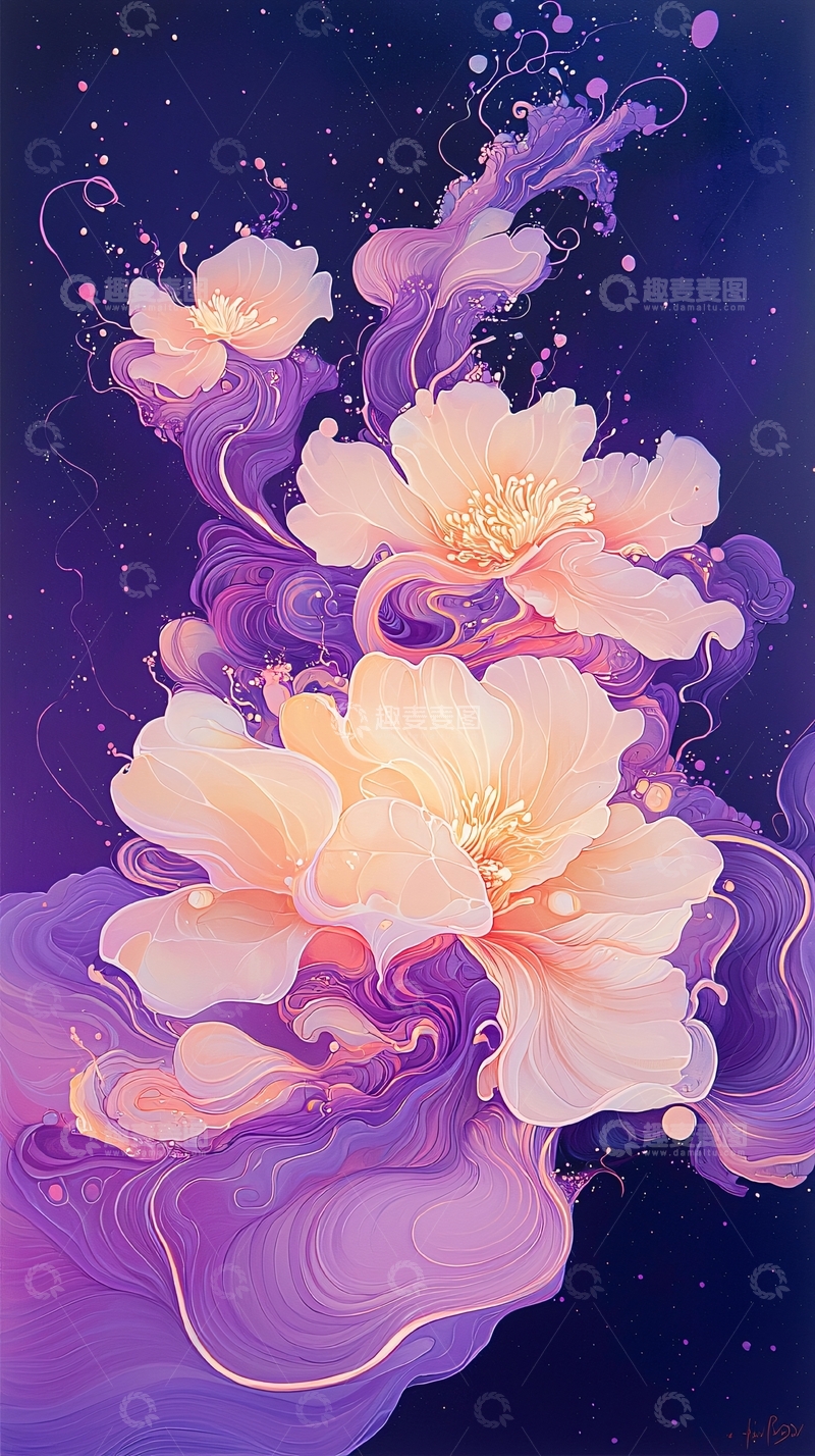 高清大图下载【趣麦麦图】梦幻花朵抽象艺术背景图