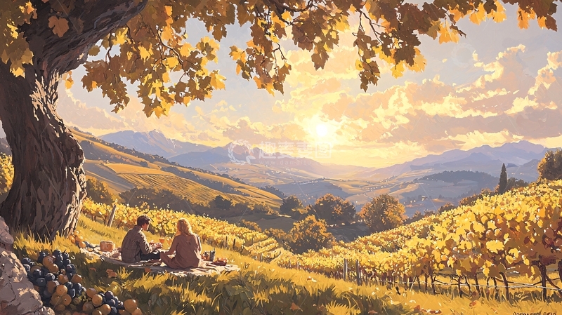 高清大图下载【趣麦麦图】秋日葡萄园野餐