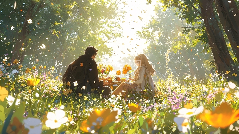 高清大图下载【趣麦麦图】秋日森林中的浪漫约会