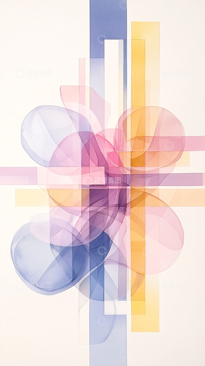 高清大图下载【趣麦麦图】抽象几何线条与圆形交织艺术