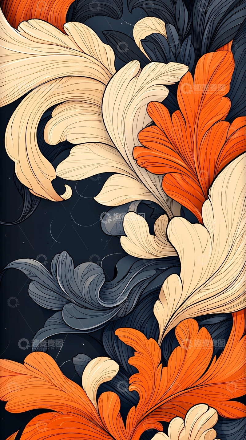 高清大图下载【趣麦麦图】抽象花卉艺术图案背景