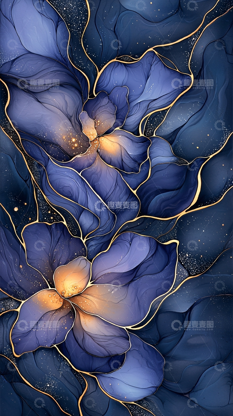 高清大图下载【趣麦麦图】深蓝夜空中的花朵
