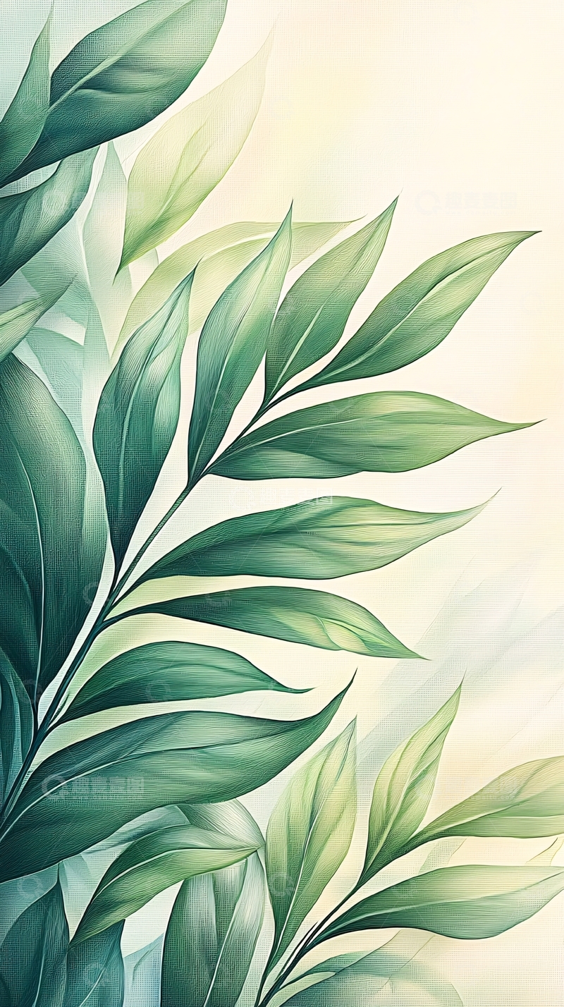 高清大图下载【趣麦麦图】清新绿叶植物背景图