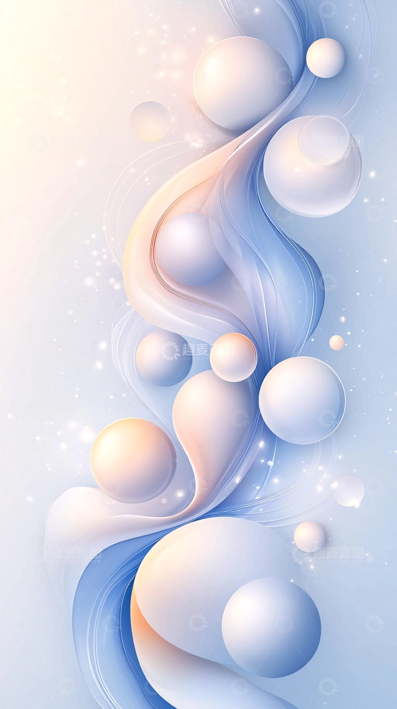 高清大图下载【趣麦麦图】梦幻流线球体抽象艺术背景