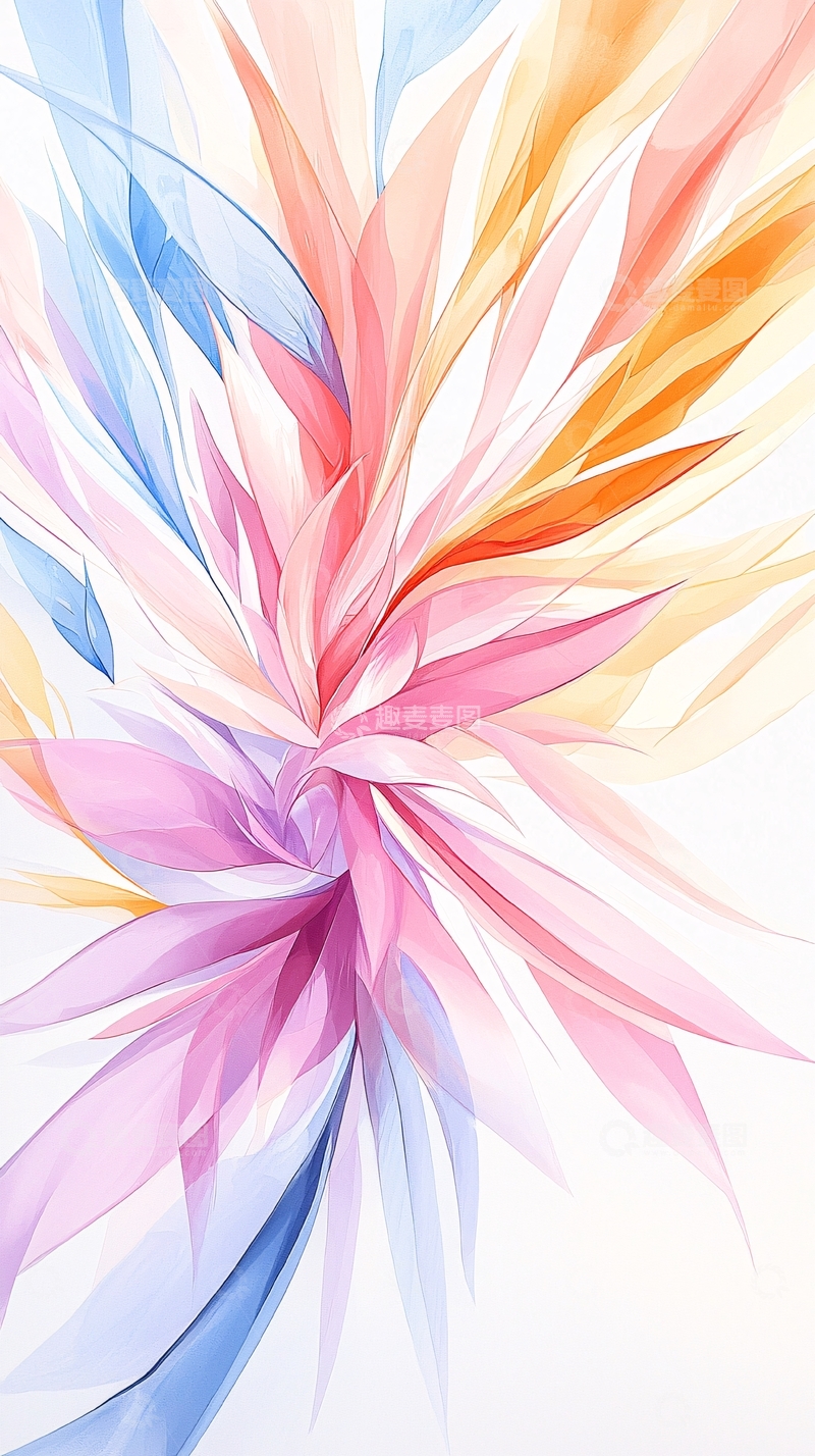 高清大图下载【趣麦麦图】抽象色彩渐变花瓣图案