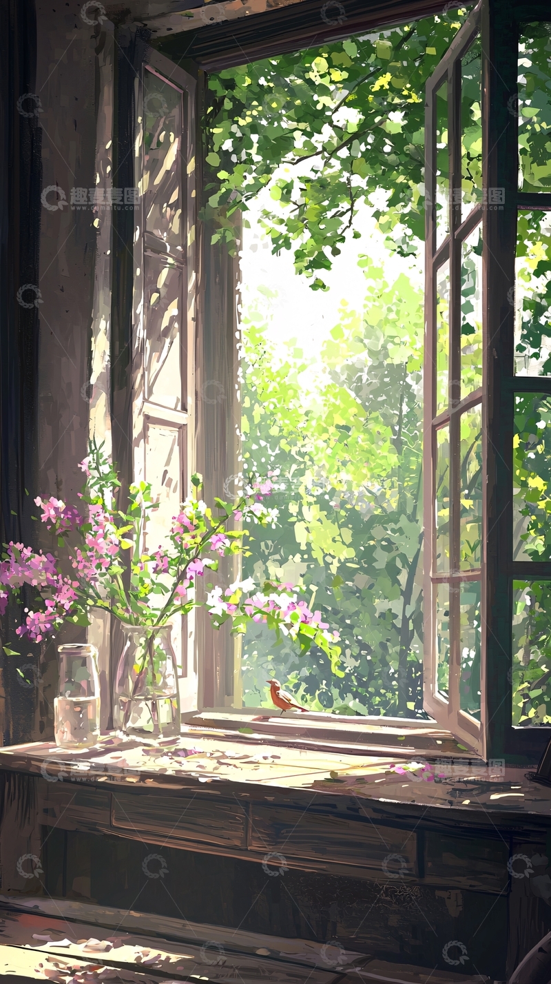 高清大图下载【趣麦麦图】阳光透过窗户的自然风景