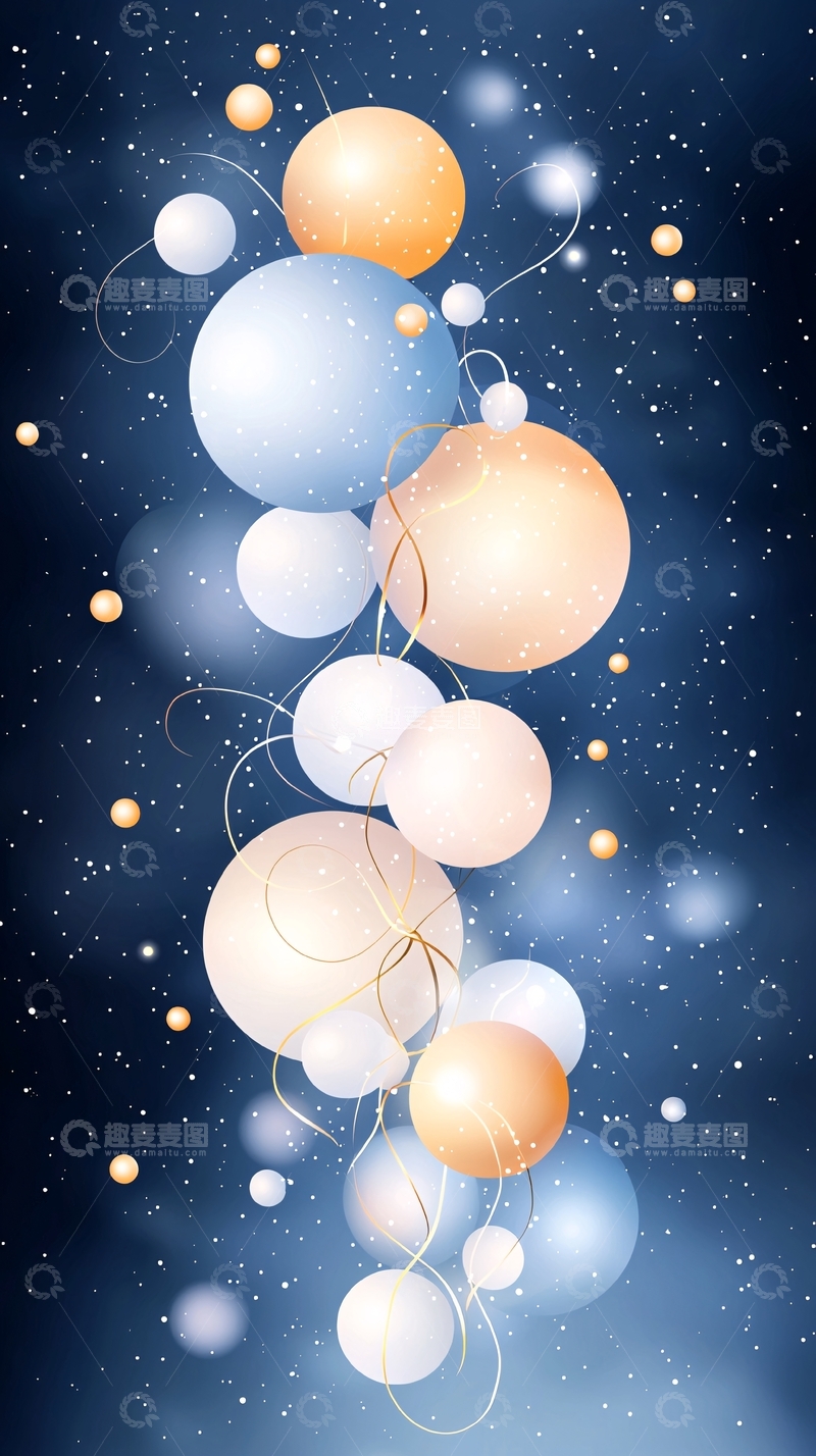 高清大图下载【趣麦麦图】梦幻星空下的气球飘浮