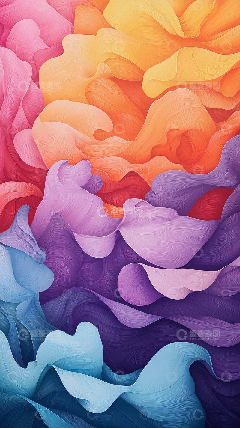 高清大图下载【趣麦麦图】抽象色彩流动波纹背景图