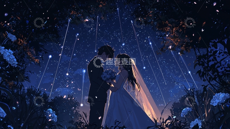 高清大图下载【趣麦麦图】夜空下的浪漫婚礼