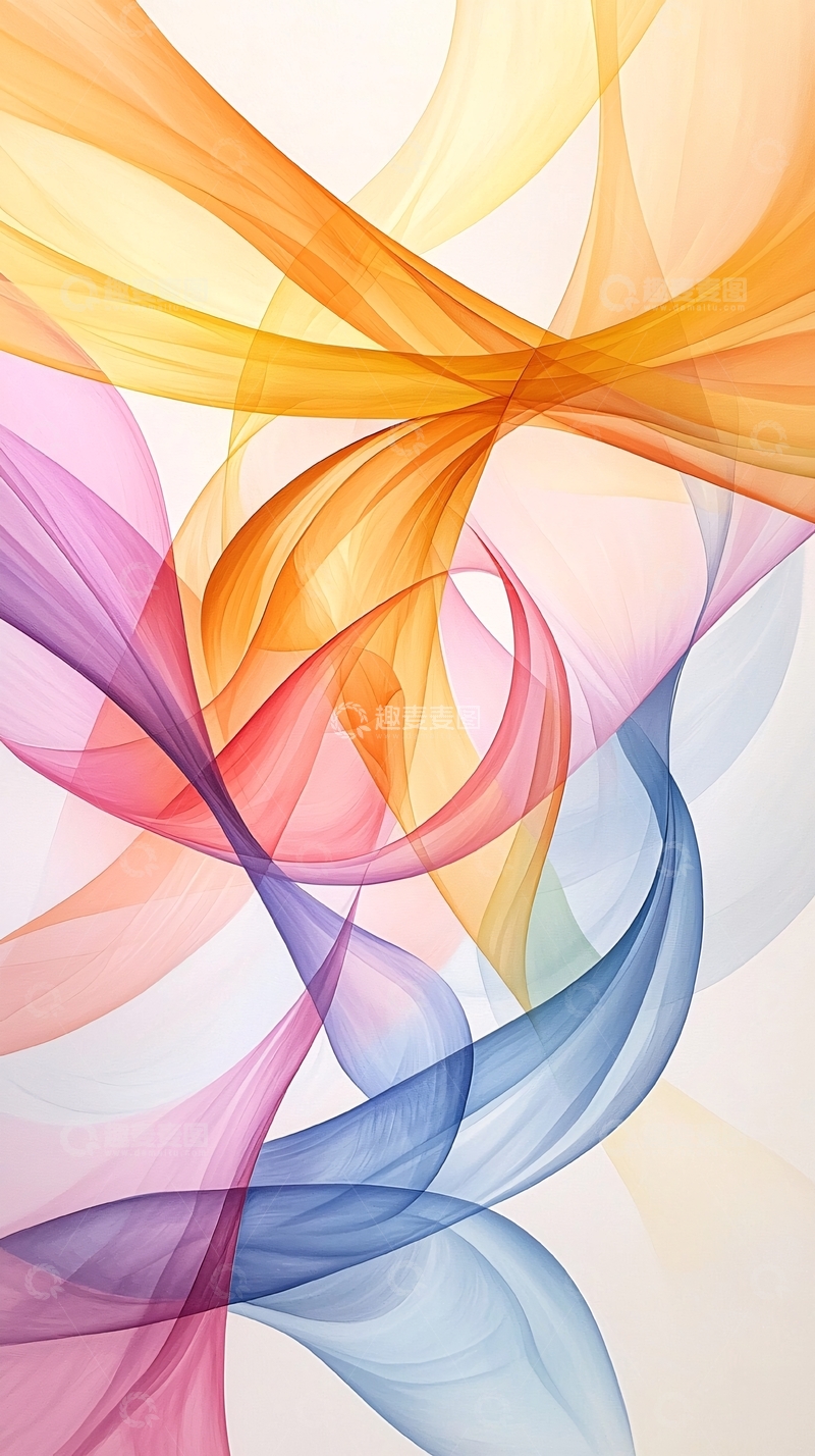 高清大图下载【趣麦麦图】抽象色彩流动线条背景图