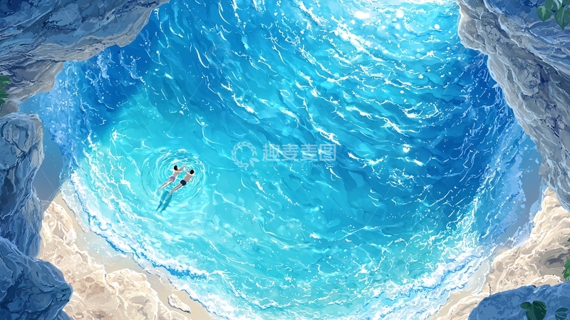 高清大图下载【趣麦麦图】海底漩涡游泳者
