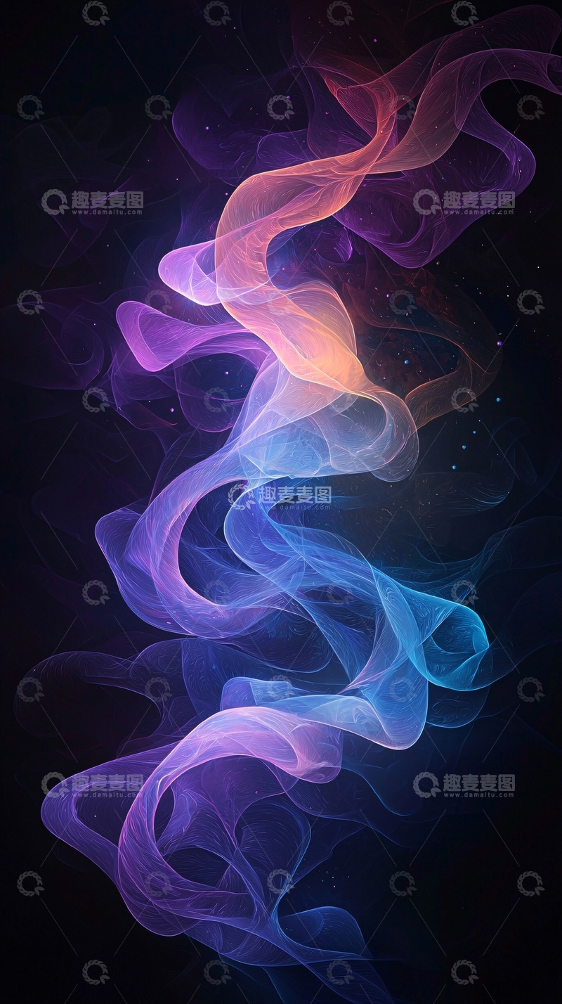 高清大图下载【趣麦麦图】梦幻色彩流动线条背景图