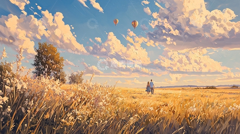高清大图下载【趣麦麦图】金色田野上的浪漫之旅