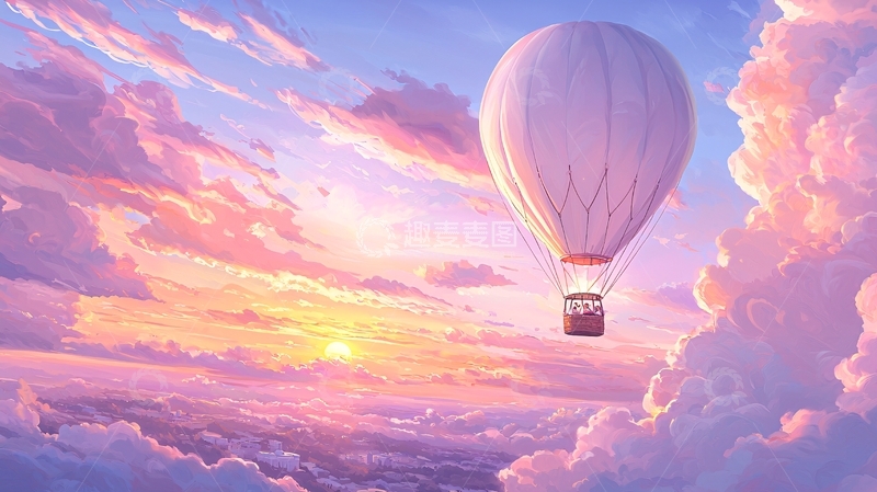 高清大图下载【趣麦麦图】热气球与梦幻天空