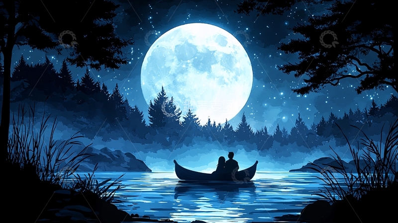 高清大图下载【趣麦麦图】月光下的浪漫约会