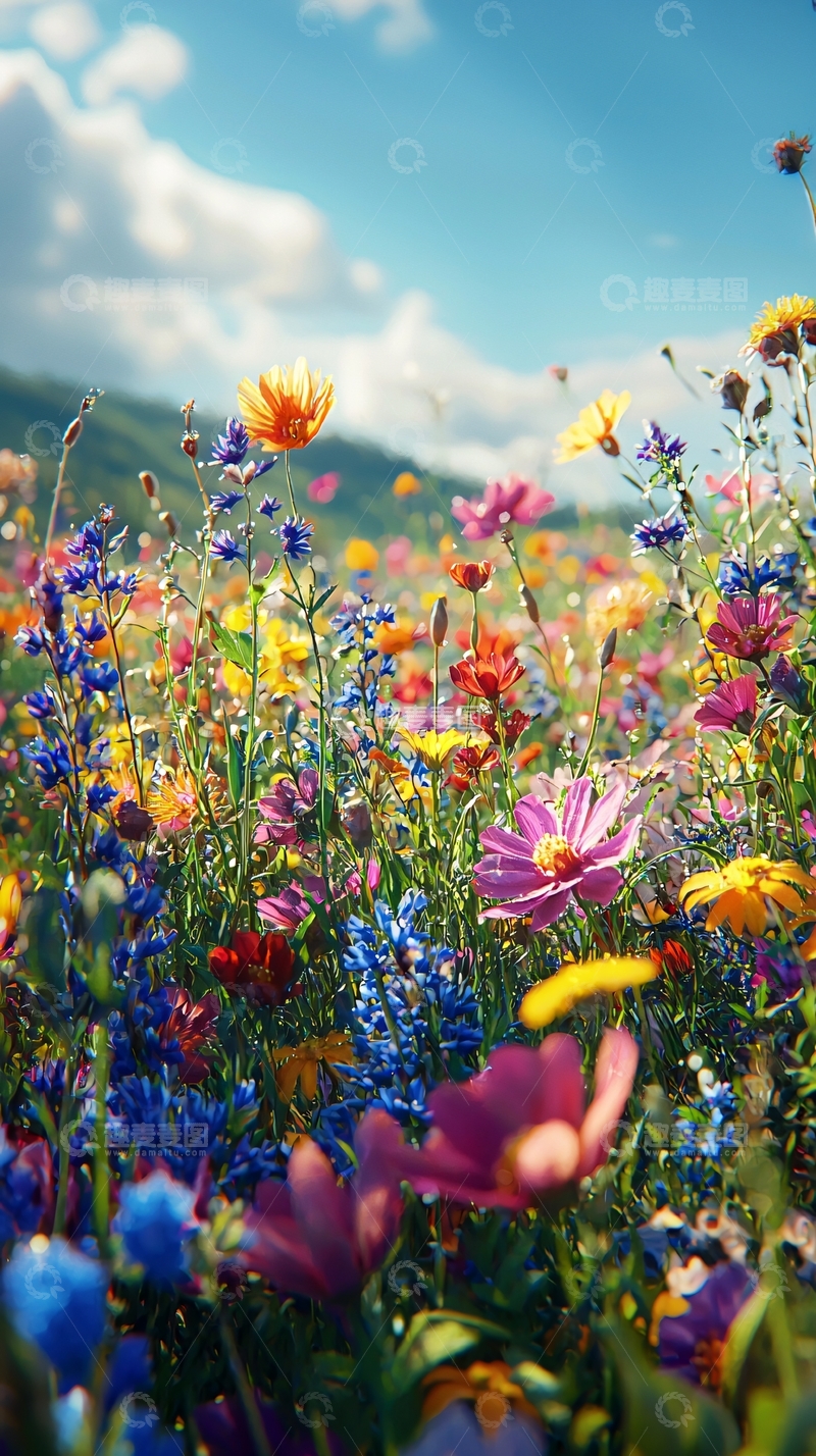高清大图下载【趣麦麦图】五彩斑斓的野花田野
