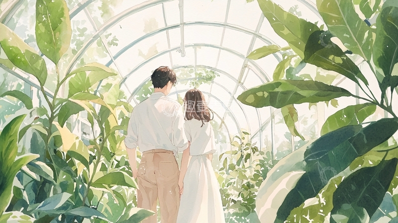 高清大图下载【趣麦麦图】温室里的浪漫情侣
