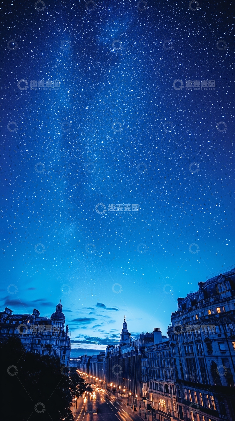 高清大图下载【趣麦麦图】夜空下的城市街景
