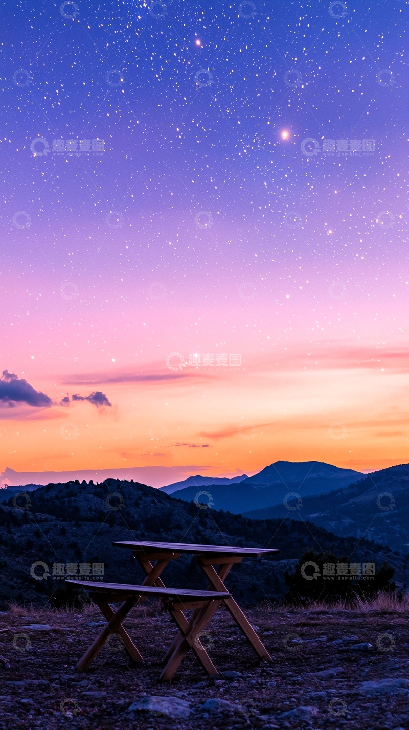 高清大图下载【趣麦麦图】星空下的野餐桌