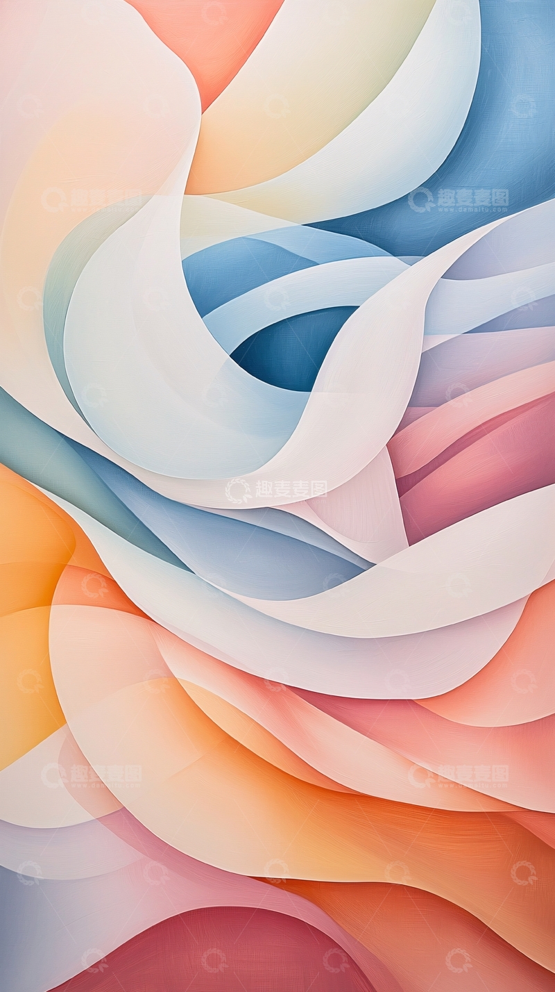 高清大图下载【趣麦麦图】抽象色彩流动曲线背景图