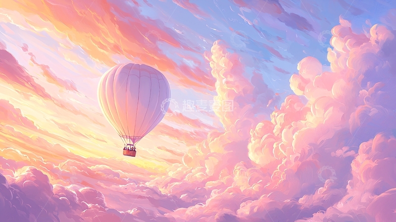 高清大图下载【趣麦麦图】热气球与梦幻云海
