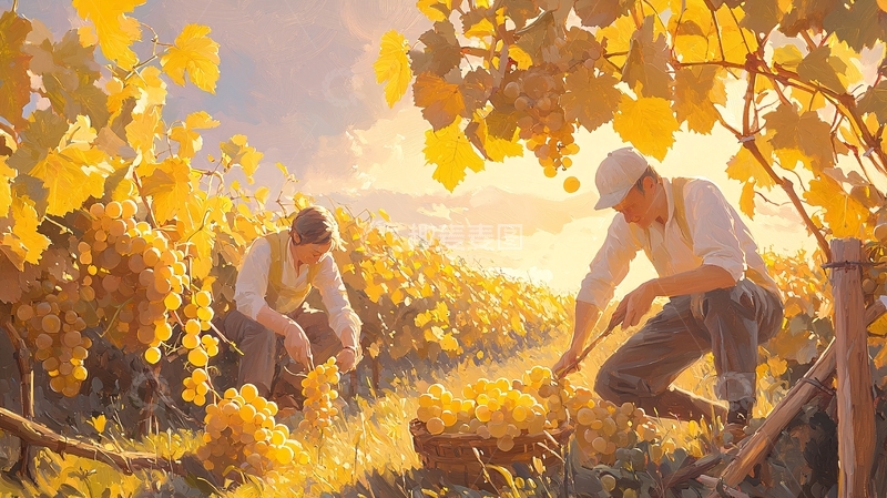 高清大图下载【趣麦麦图】秋日葡萄收获季